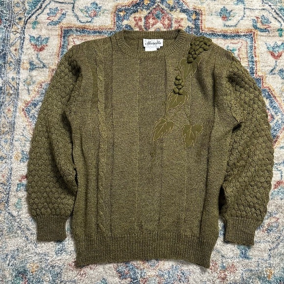 Vintage Sweaters - Vintage Marella Floral Textured Sweater Small